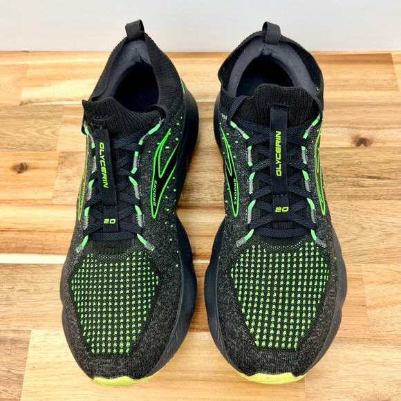 Brooks Glycerin StealthFit 20 Mens Running Shoes Black Neon Green 11.5 - Picture 2 of 9